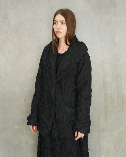 Black Crinkle Hooded Jacket