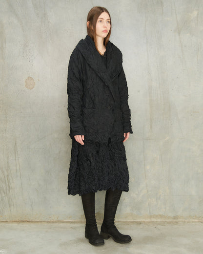 Black Crinkle Hooded Jacket