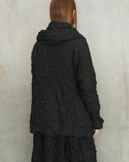 Black Crinkle Hooded Jacket