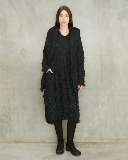Black Crinkle Hooded Jacket