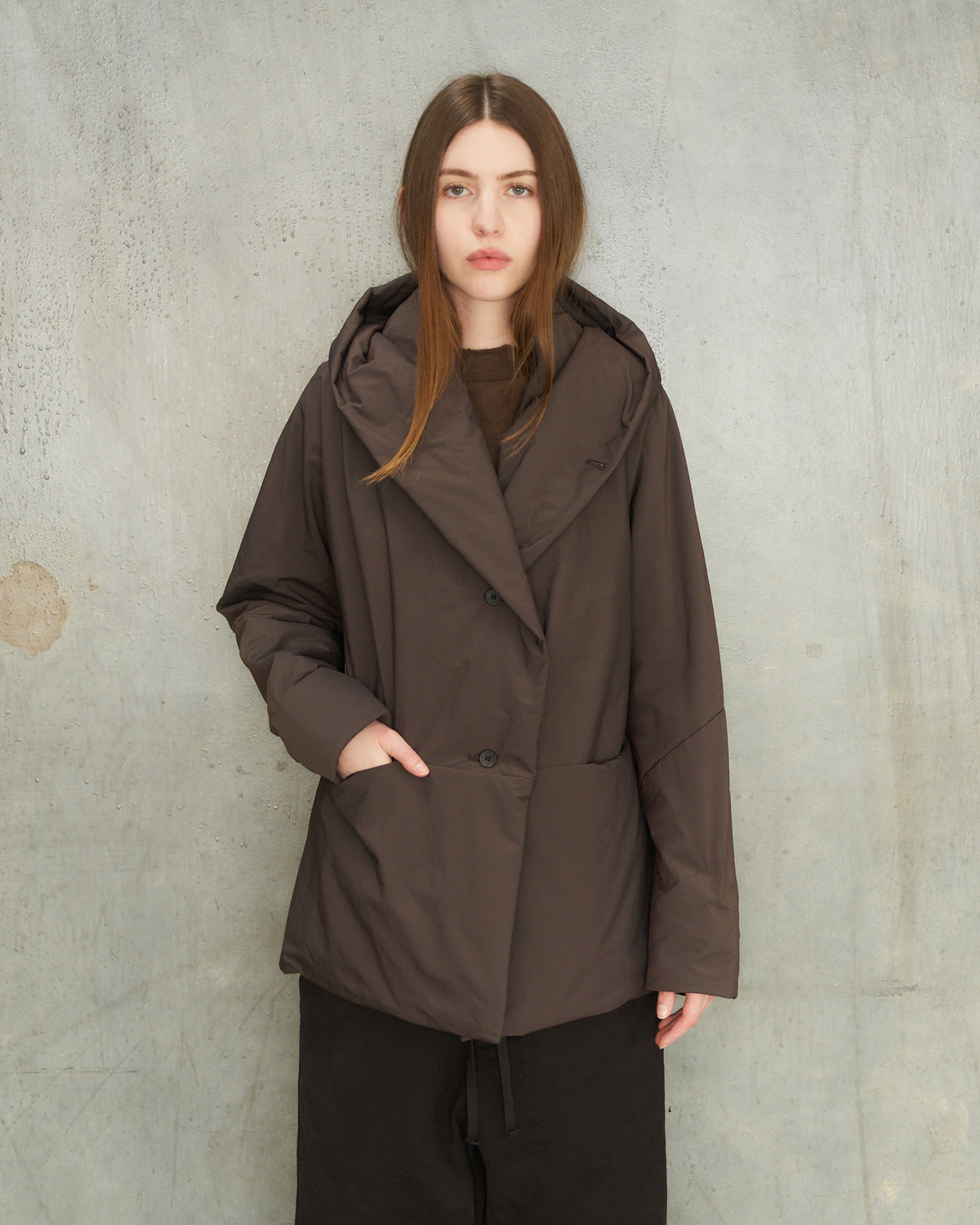 Brown Hooded Puffer Jacket