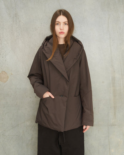 Brown Hooded Puffer Jacket
