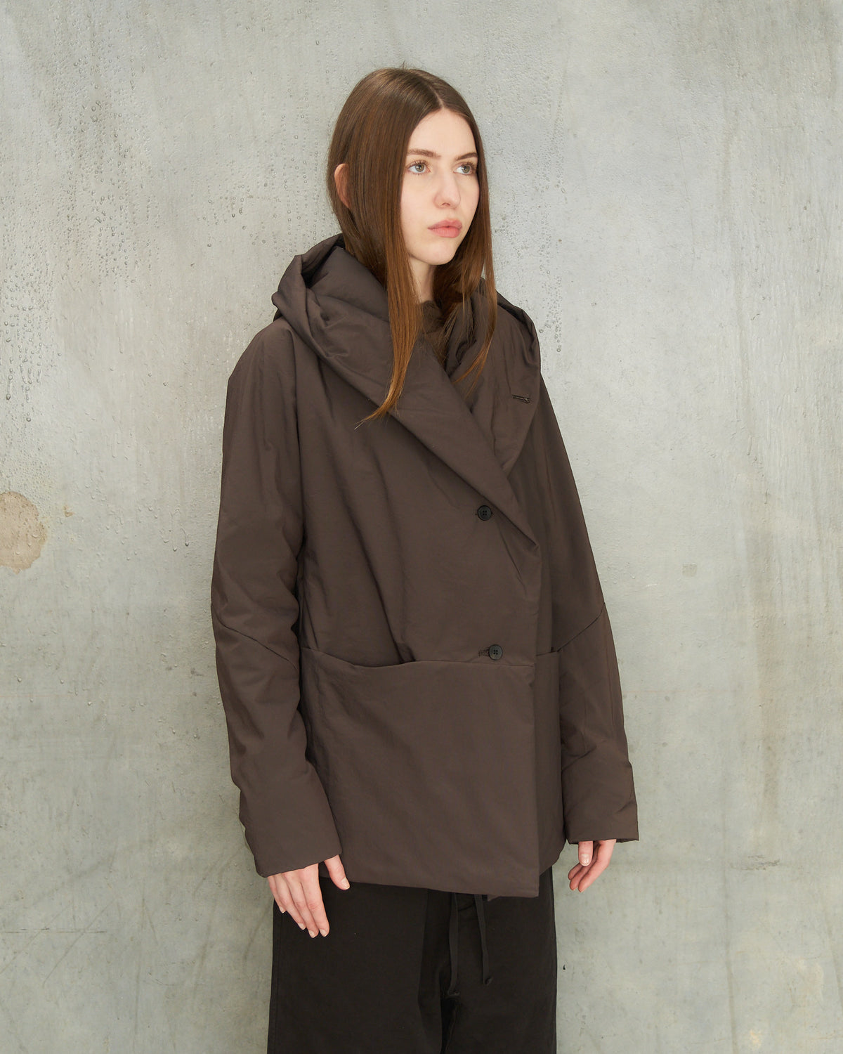 Brown Hooded Puffer Jacket