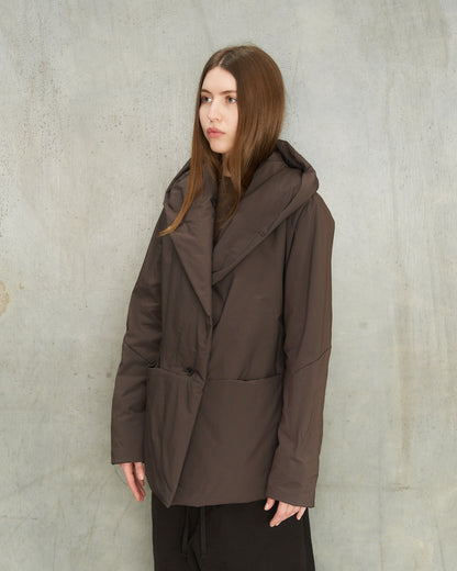 Brown Hooded Puffer Jacket