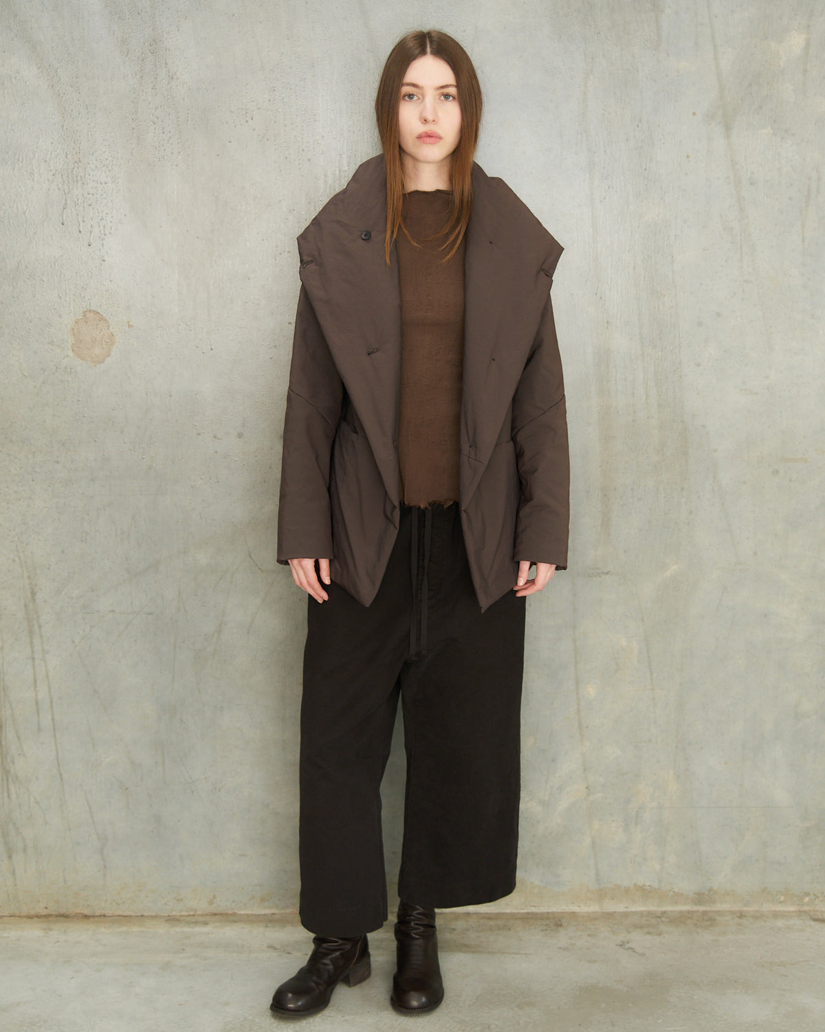 Brown Hooded Puffer Jacket