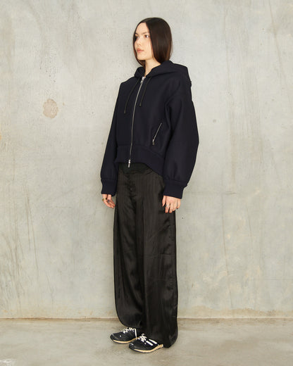 Navy Embellished Hood Zip Bomber