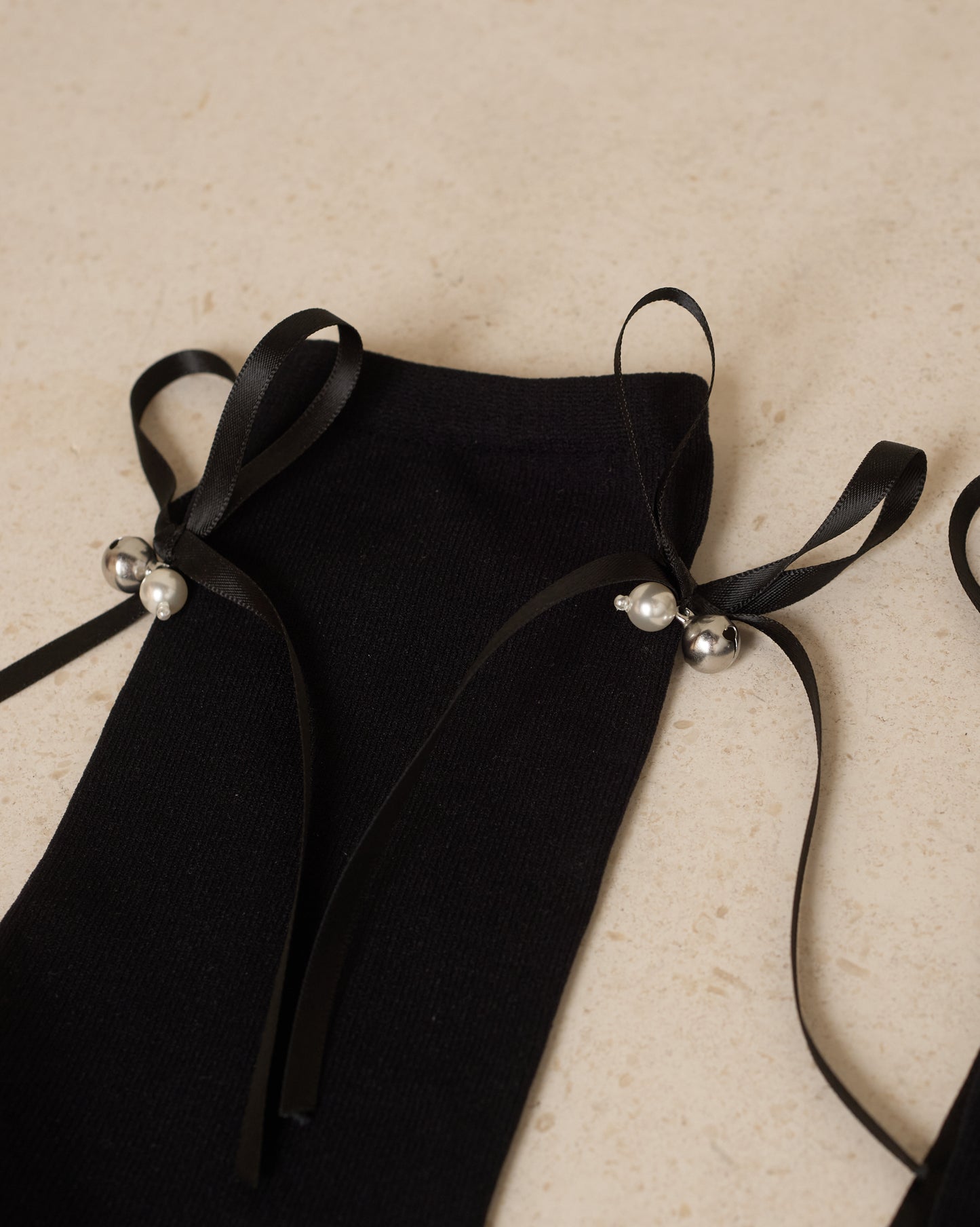 Black Ankle Bell & Bow Tech Sock