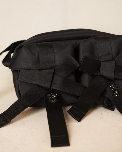 Black Beaded Classic Bow Crossbody Bag