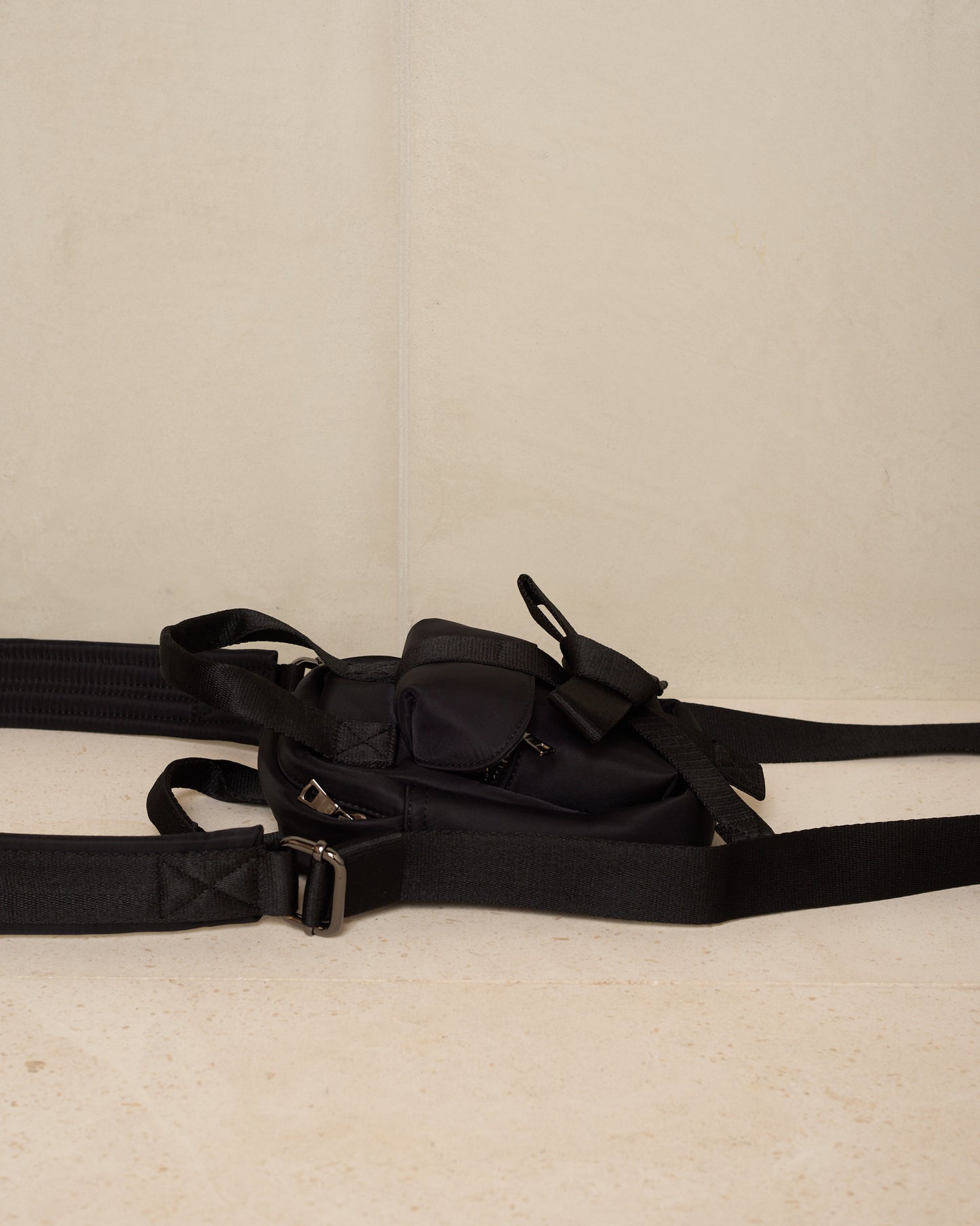 Black Beaded Mini Classic Bow Crossbody Bag