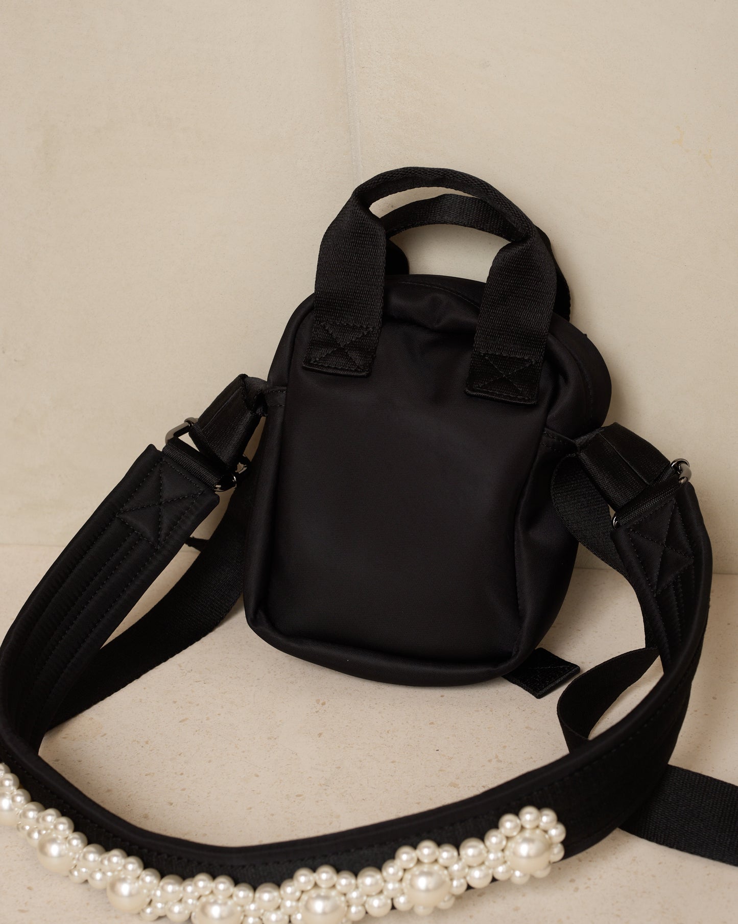 Black Beaded Mini Classic Bow Crossbody Bag