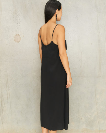 Black Bow Detail Slip Dress
