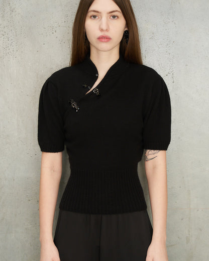 Black Cashmere Embellished Jumper