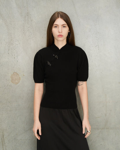 Black Cashmere Embellished Jumper