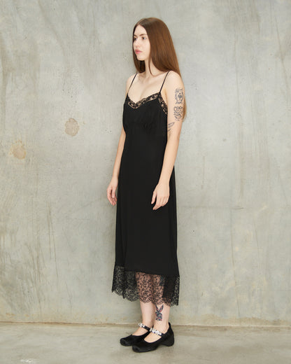 Black Crepe De Chine Slip Dress