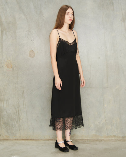 Black Crepe De Chine Slip Dress