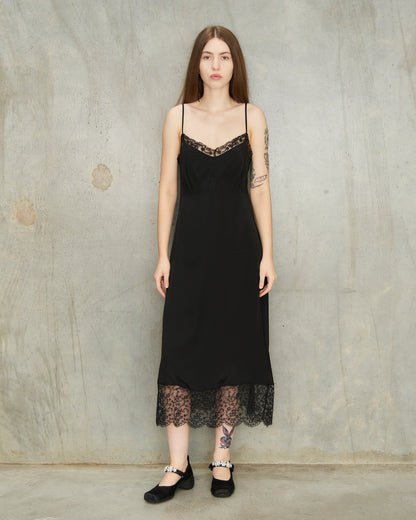 Black Crepe De Chine Slip Dress