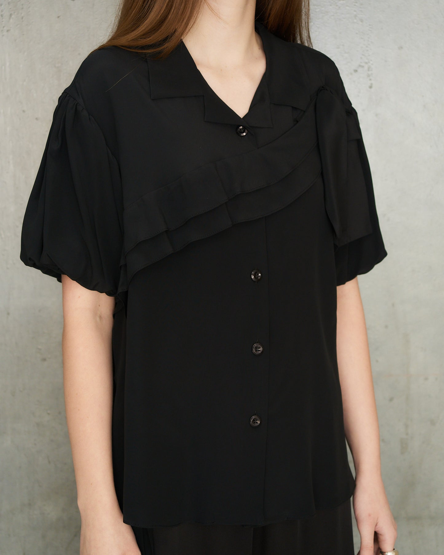 Black Cropped Bow Sash Shirt