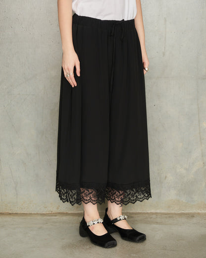 Black Cropped Lace Negligee Trousers
