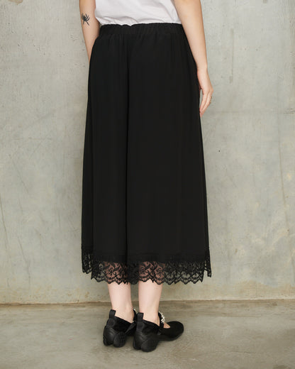 Black Cropped Lace Negligee Trousers
