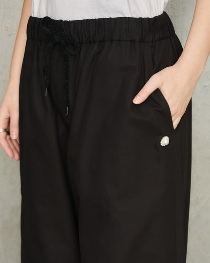 Black Daisy Knee Pleat Trousers