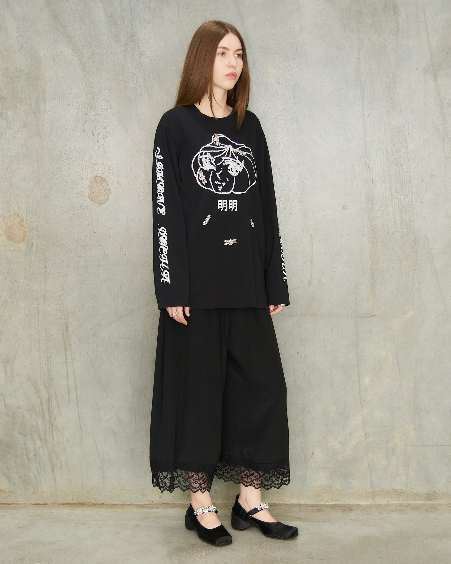 Black Dim Sum Embellished T-Shirt