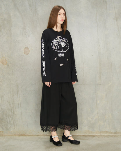 Black Dim Sum Embellished T-Shirt