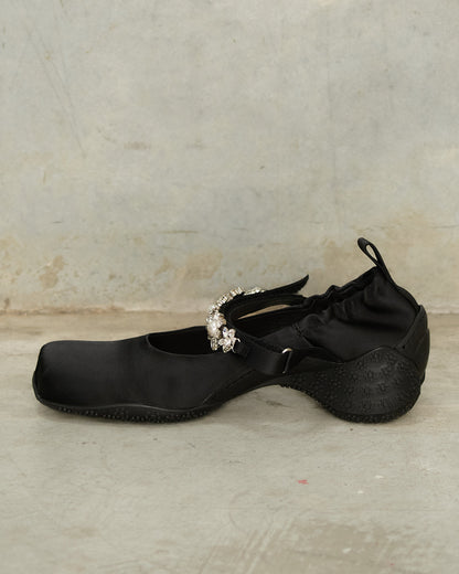 Black Embellished Ballet Runners