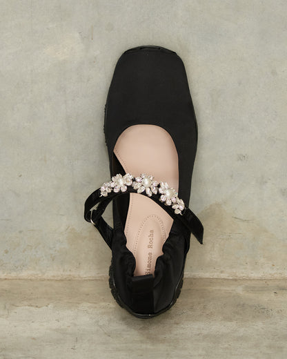 Black Embellished Ballet Runners