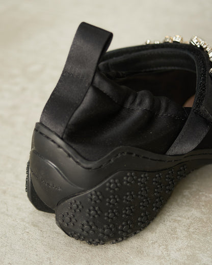 Black Embellished Ballet Runners