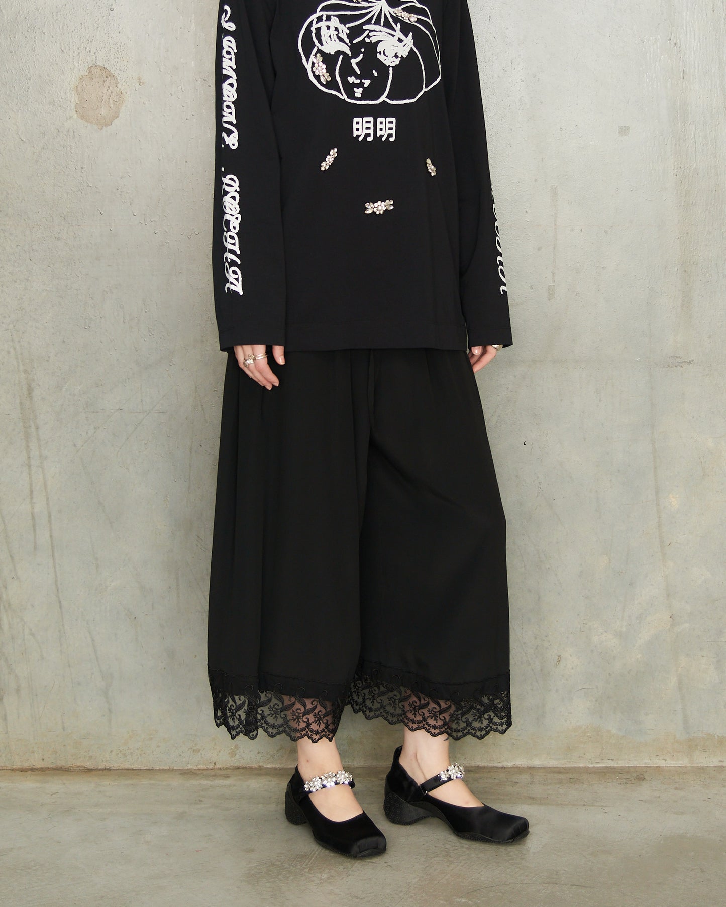 Black Embellished Ballet Runners