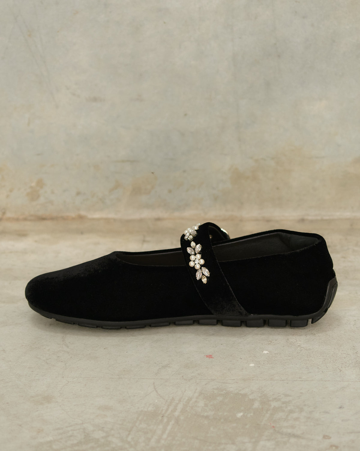 Black Embellished Mary Jane Shoes