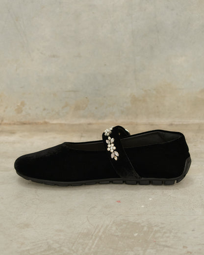 Black Embellished Mary Jane Shoes