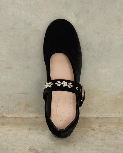 Black Embellished Mary Jane Shoes