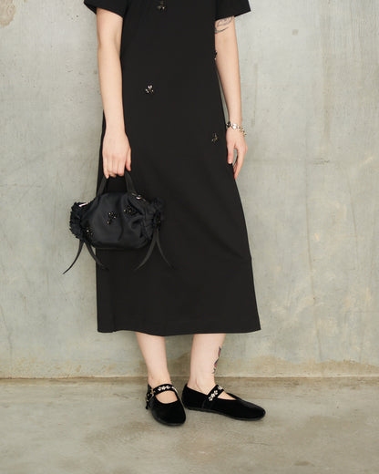 Black Embellished Mary Jane Shoes