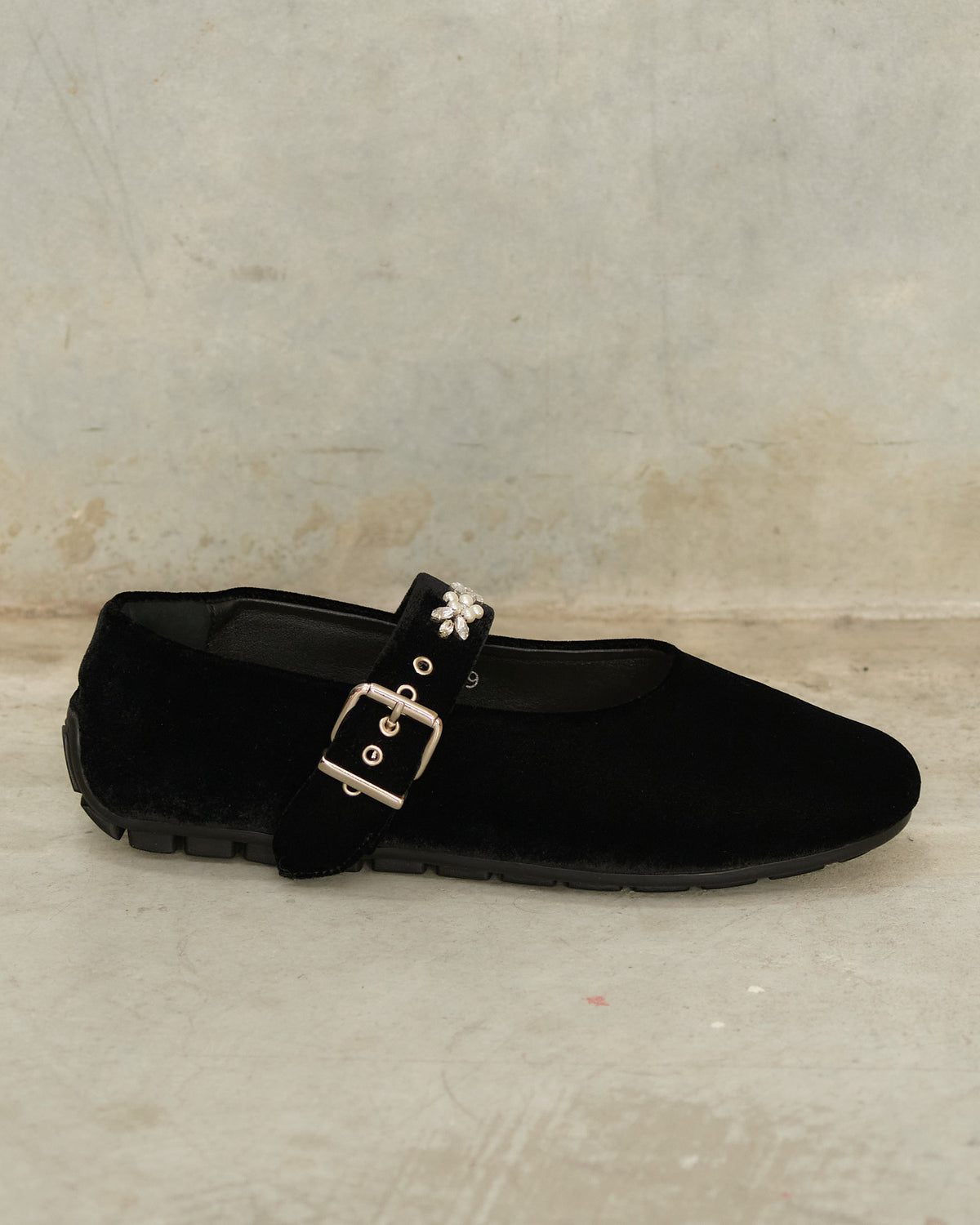 Black Embellished Mary Jane Shoes