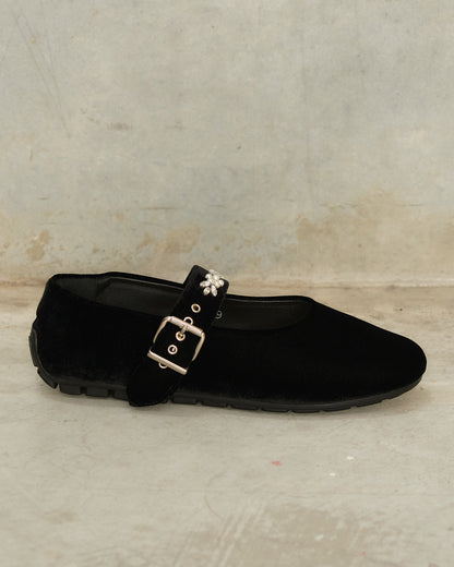 Black Embellished Mary Jane Shoes