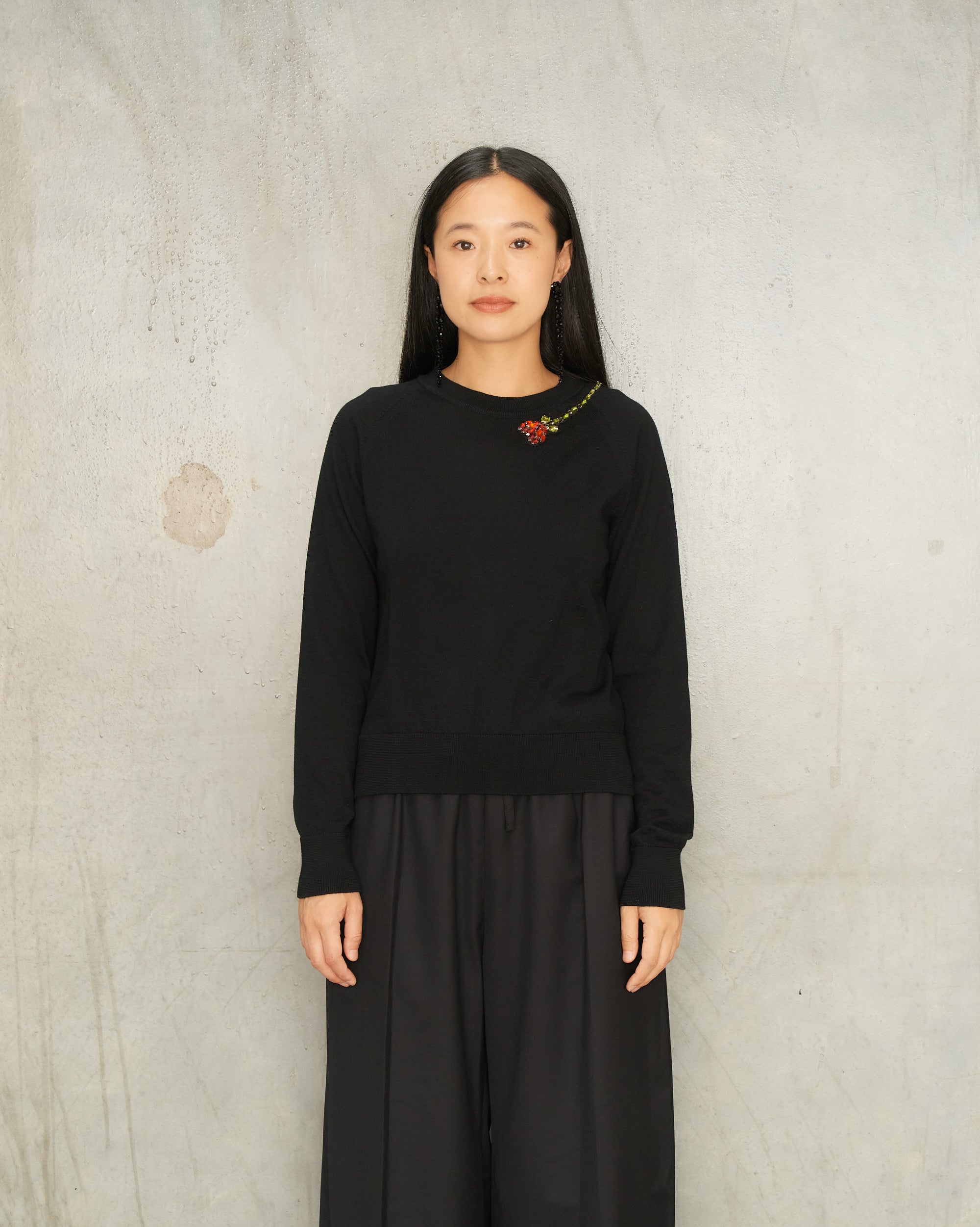 Simone Rocha Black Rose Embroidered Jumper Black KMK22TB - DILETTANTE ...