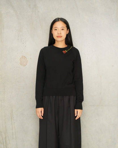Black Embellished Rose Jumper