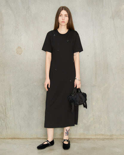 Black Embellished T-Shirt Dress