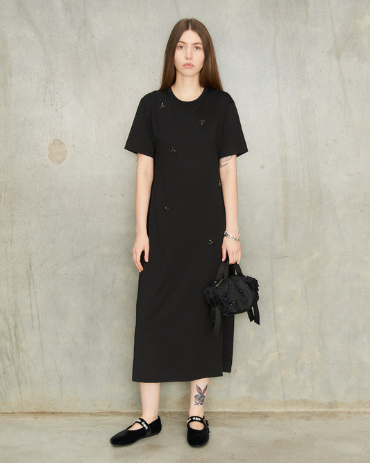 Black Embellished T-Shirt Dress