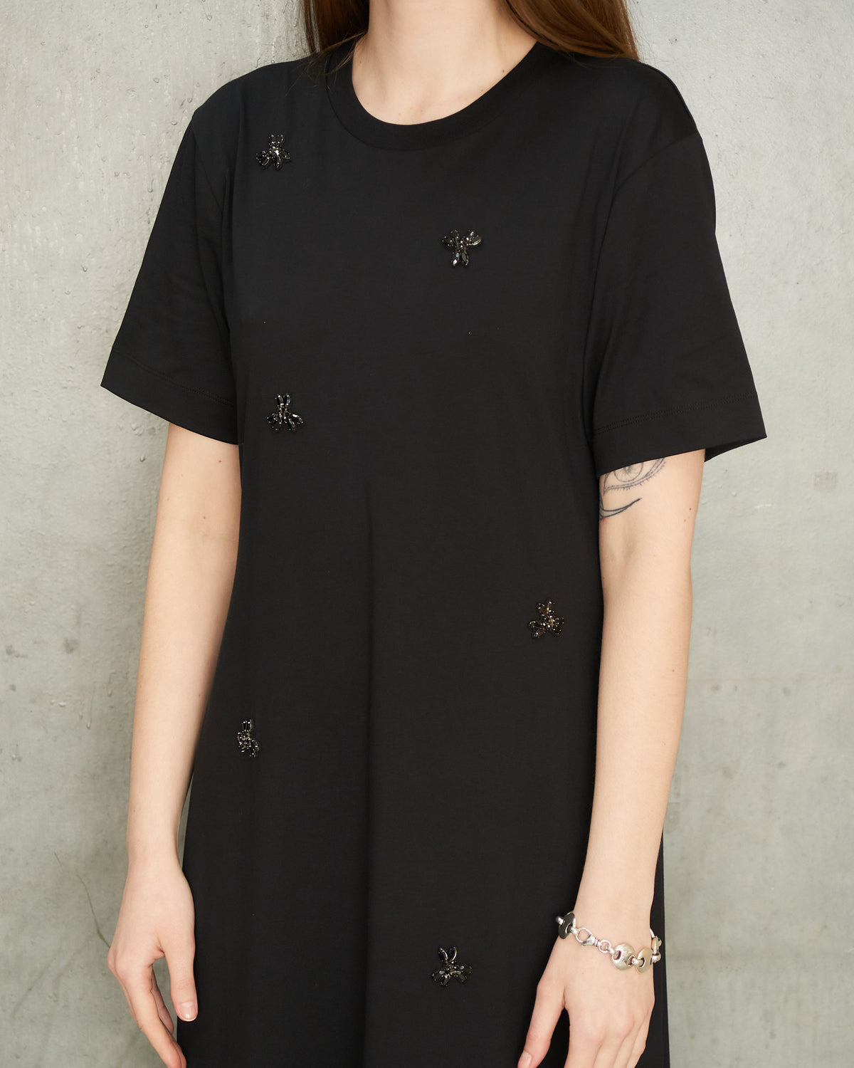 Black Embellished T-Shirt Dress