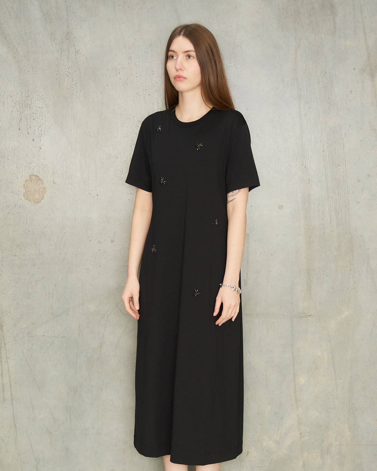 Black Embellished T-Shirt Dress