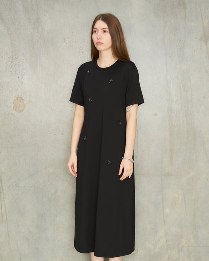 Black Embellished T-Shirt Dress