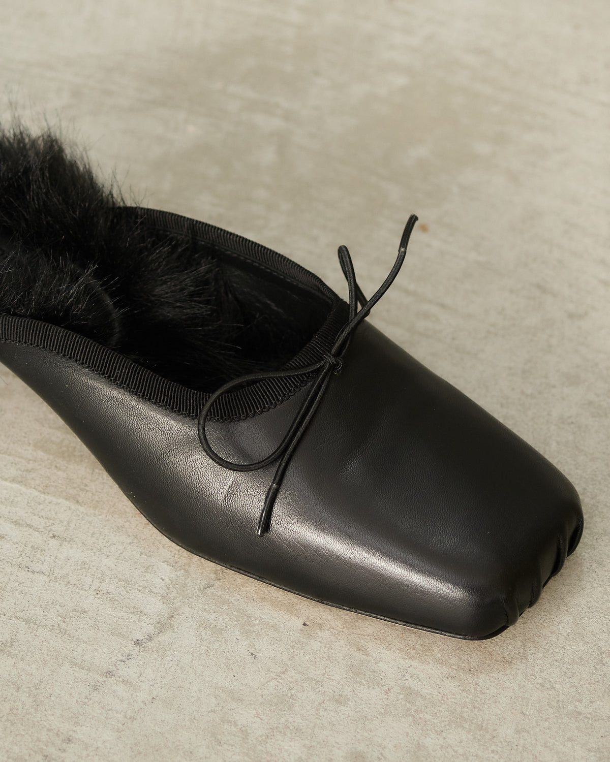 Black Fur Pointe Kitten Heel