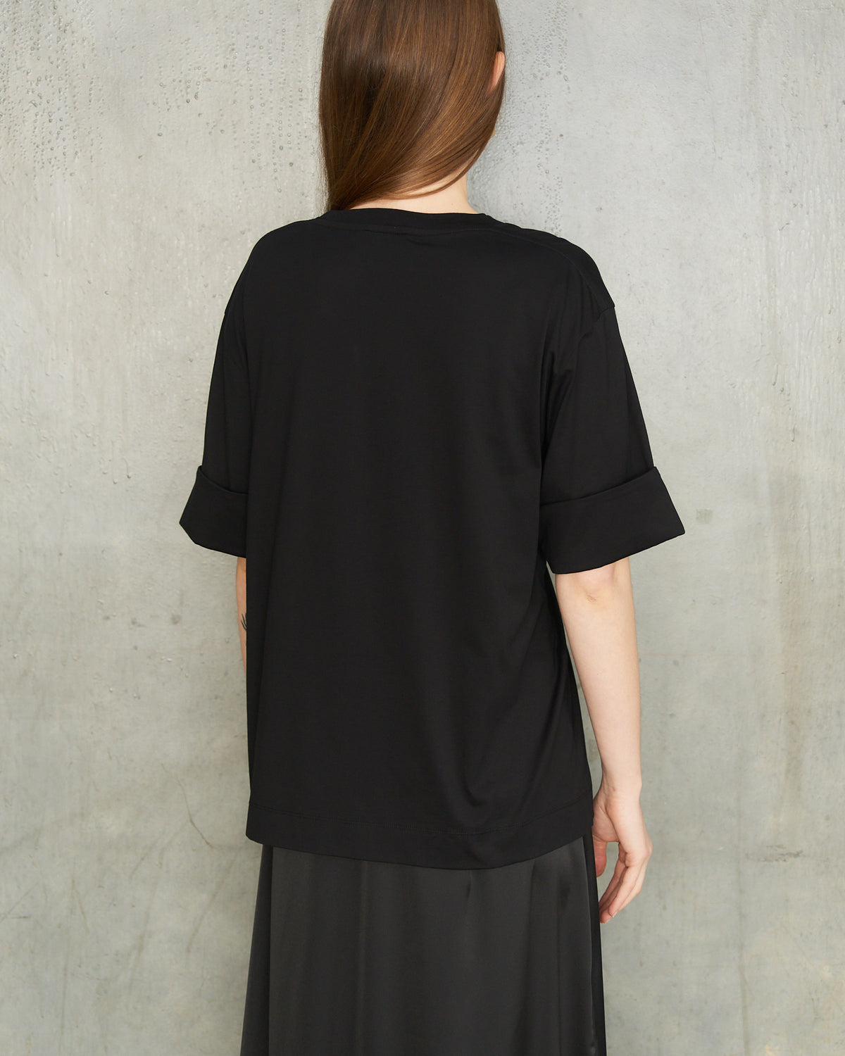 Black Gathered Rose Boy T-Shirt