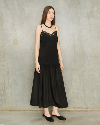 Black Lace Trim Negligee Top