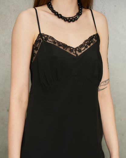 Black Lace Trim Negligee Top