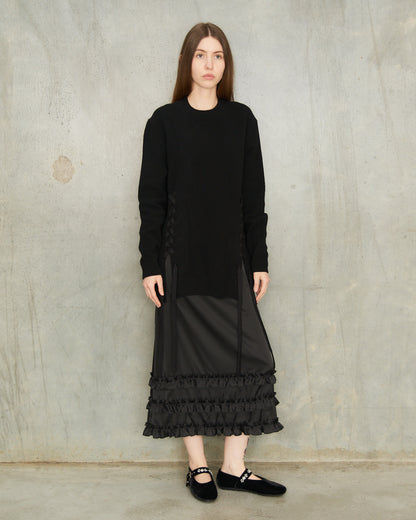 Black Lace Up Hem Jumper