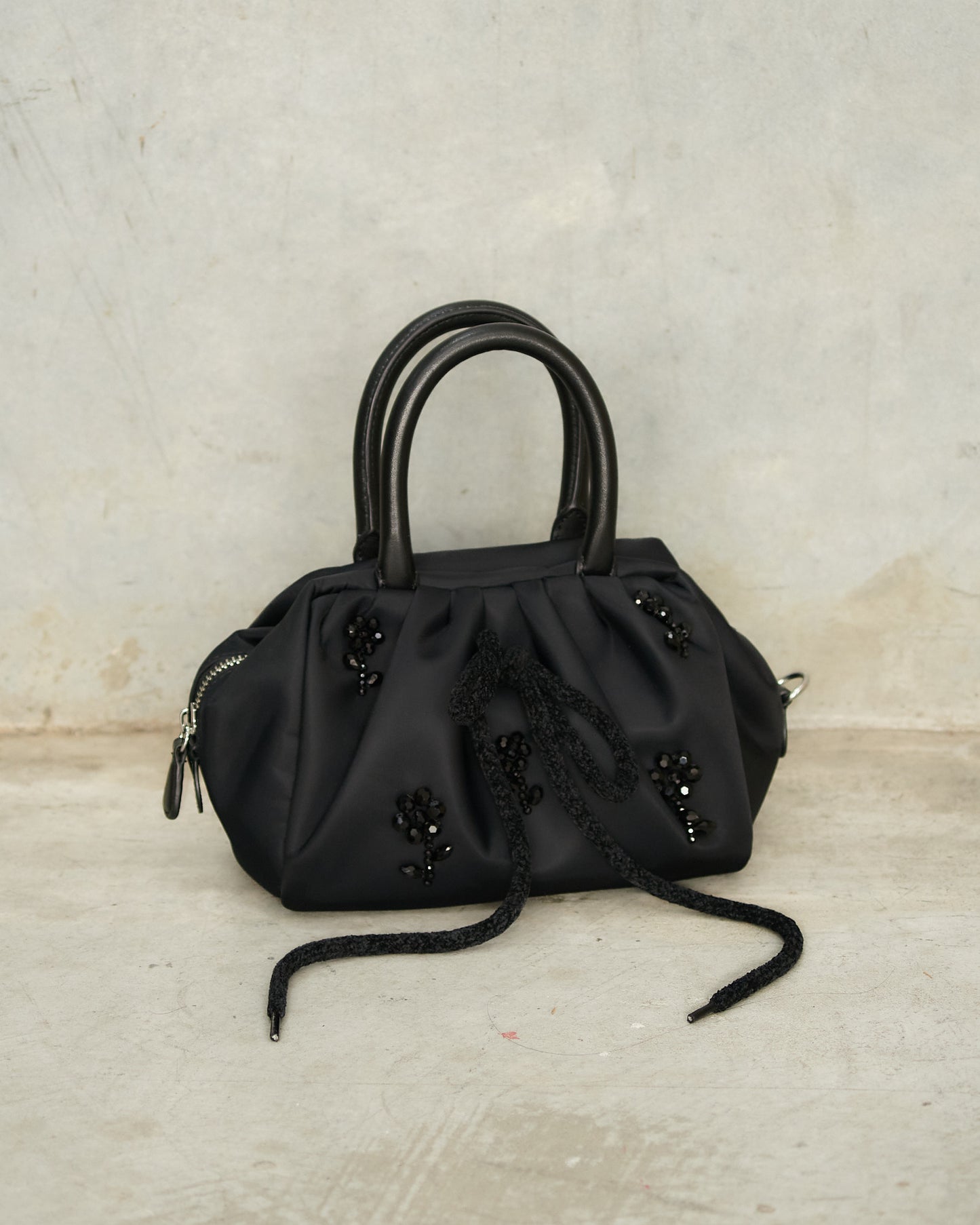 Black Mini Gathered Handle Bag