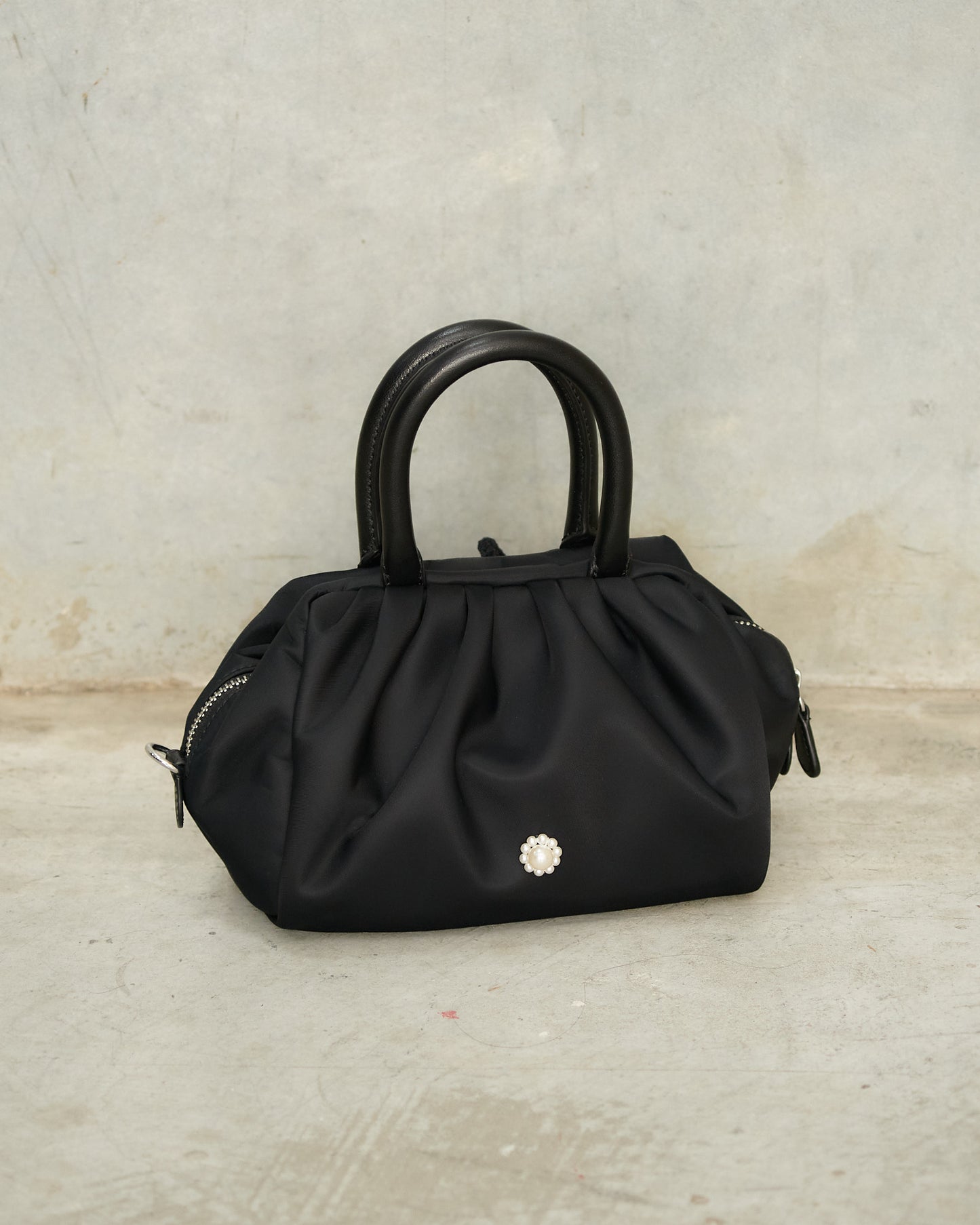 Black Mini Gathered Handle Bag